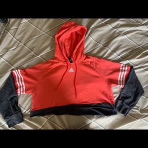 Size Medium Cropped Coral Adidas Hoodie